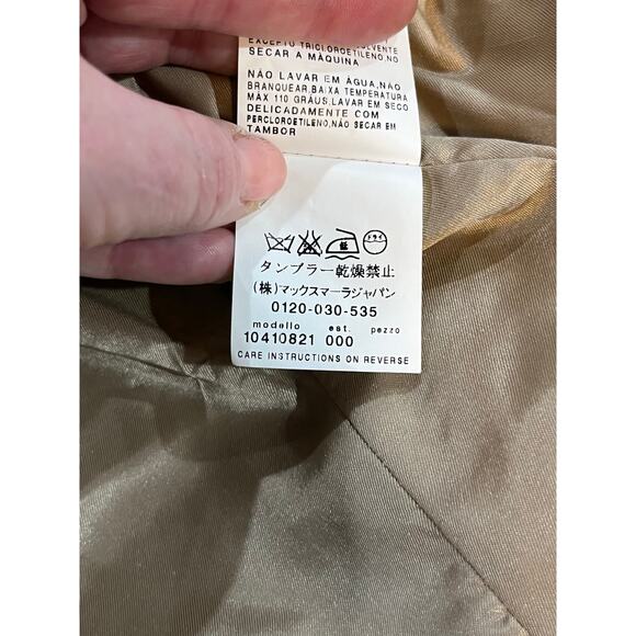 Max Mara Italy Single Breasted Pointed Collar Pockets Wool Silk Tan Blazer Sz 4 - Picture 9 of 9